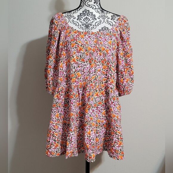 Women's Plus Size Puff‎ Sleeve Square Neck Babydoll fall Top - Picture 4 of 10